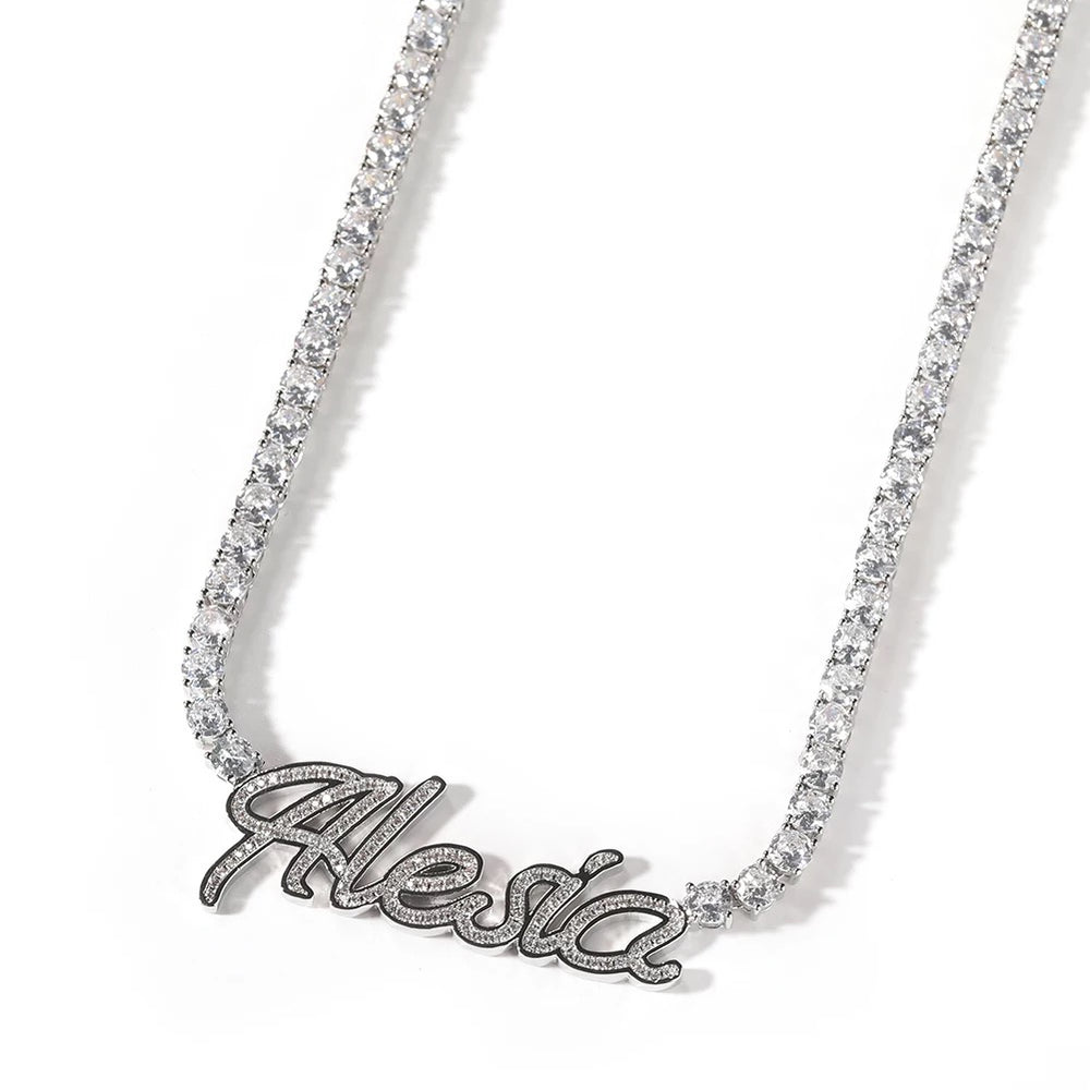 Custom Silk Nameplate Necklace