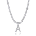 Classic Icy Initial Tennis Necklace | Silver