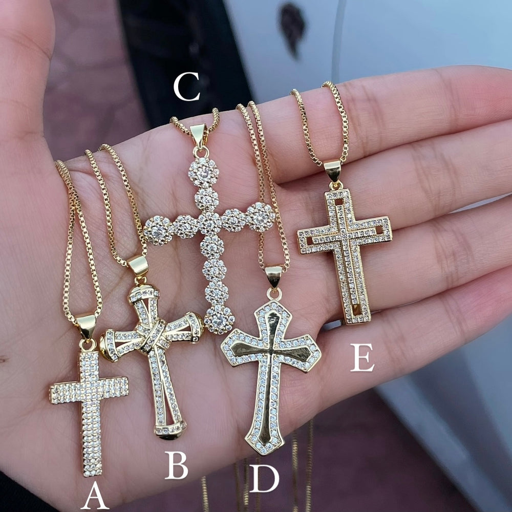 Royal Icy Gold Cross Necklace