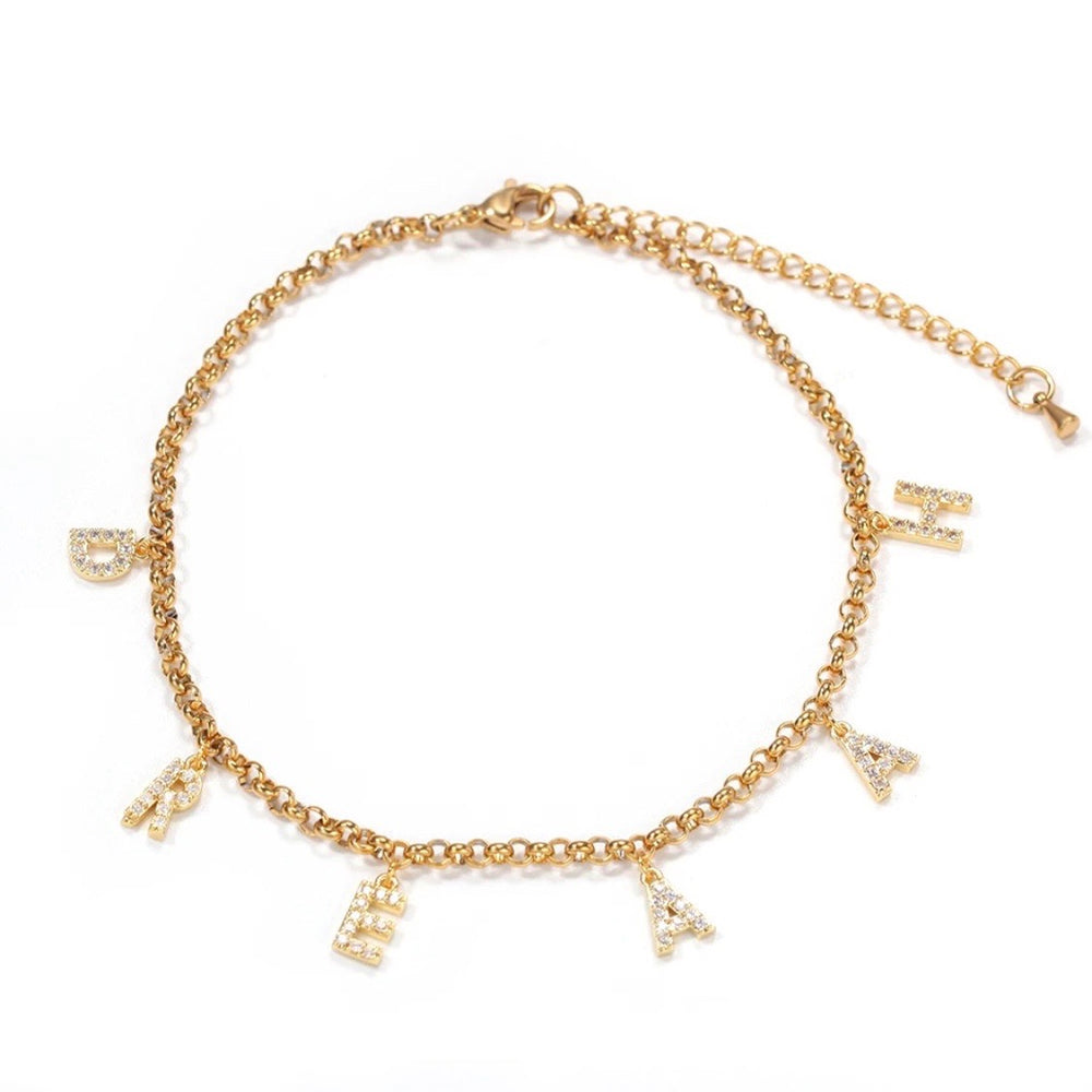 Dainty Gold Initial Anklet