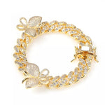 Gold Butterfly Cuban Bracelet