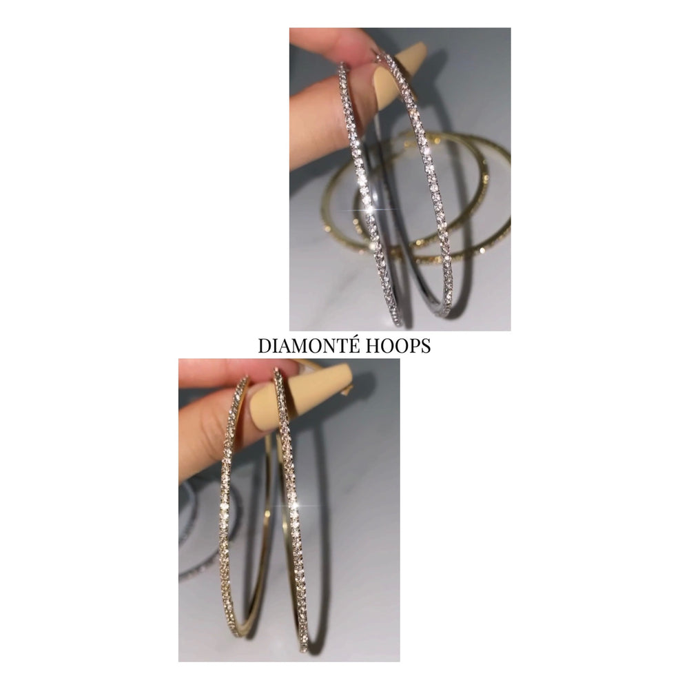 
            
                Load image into Gallery viewer, Diamonté Hoops
            
        