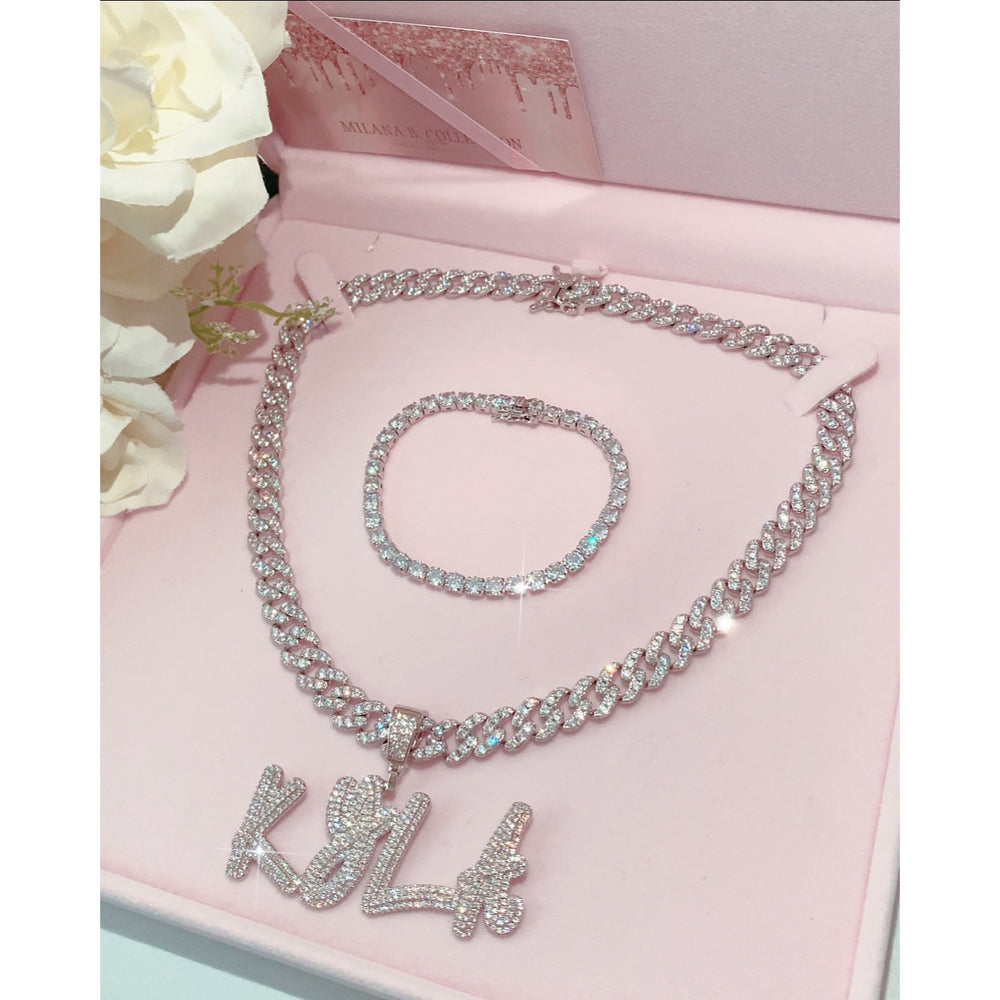 Icy Girl Nameplate Cuban Link