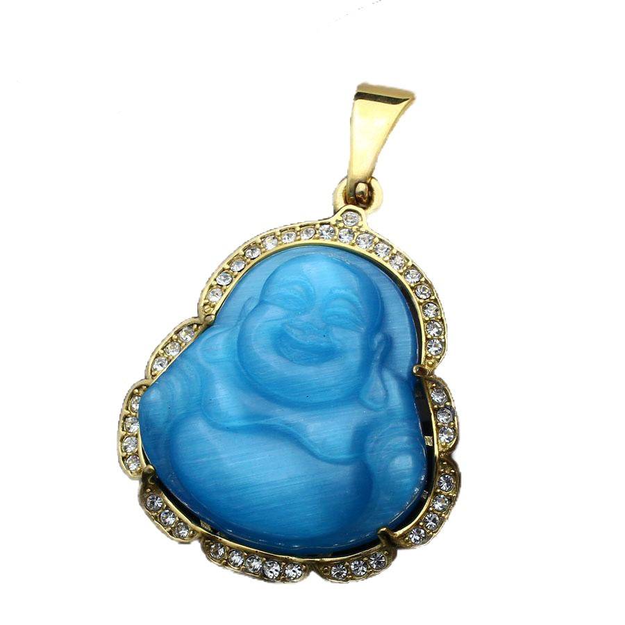 Icy Baby Blue Buddha Necklace