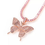 Pink Icy Butterfly Necklace II