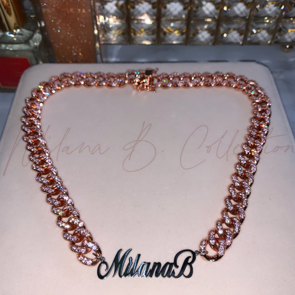 Pink Nameplate Cuban Link