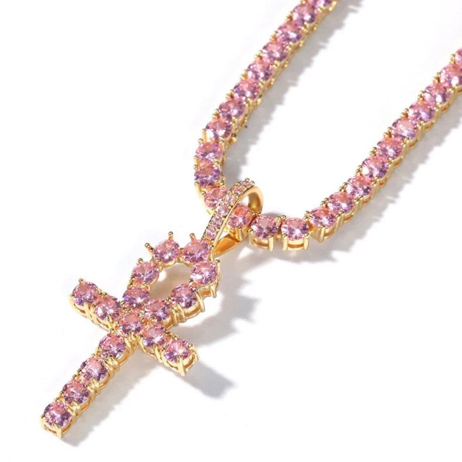 Baby Pink Ankh Necklace