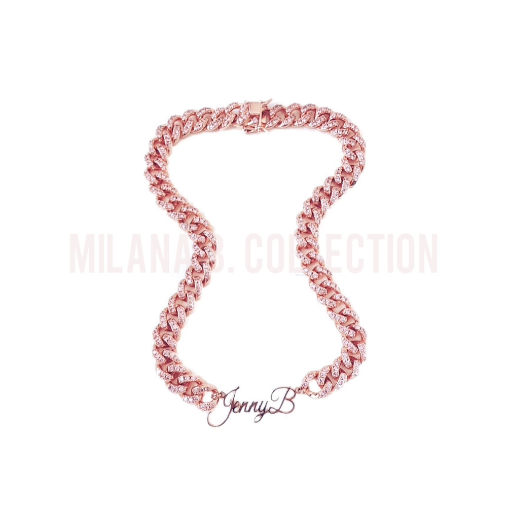 Pink Nameplate Cuban Link