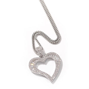 Icy Baguette Heart Necklace