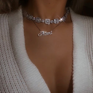 Dainty Icy Nameplate Necklace