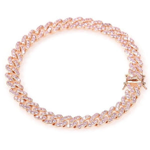 Pink Crystal Cuban Link Anklet