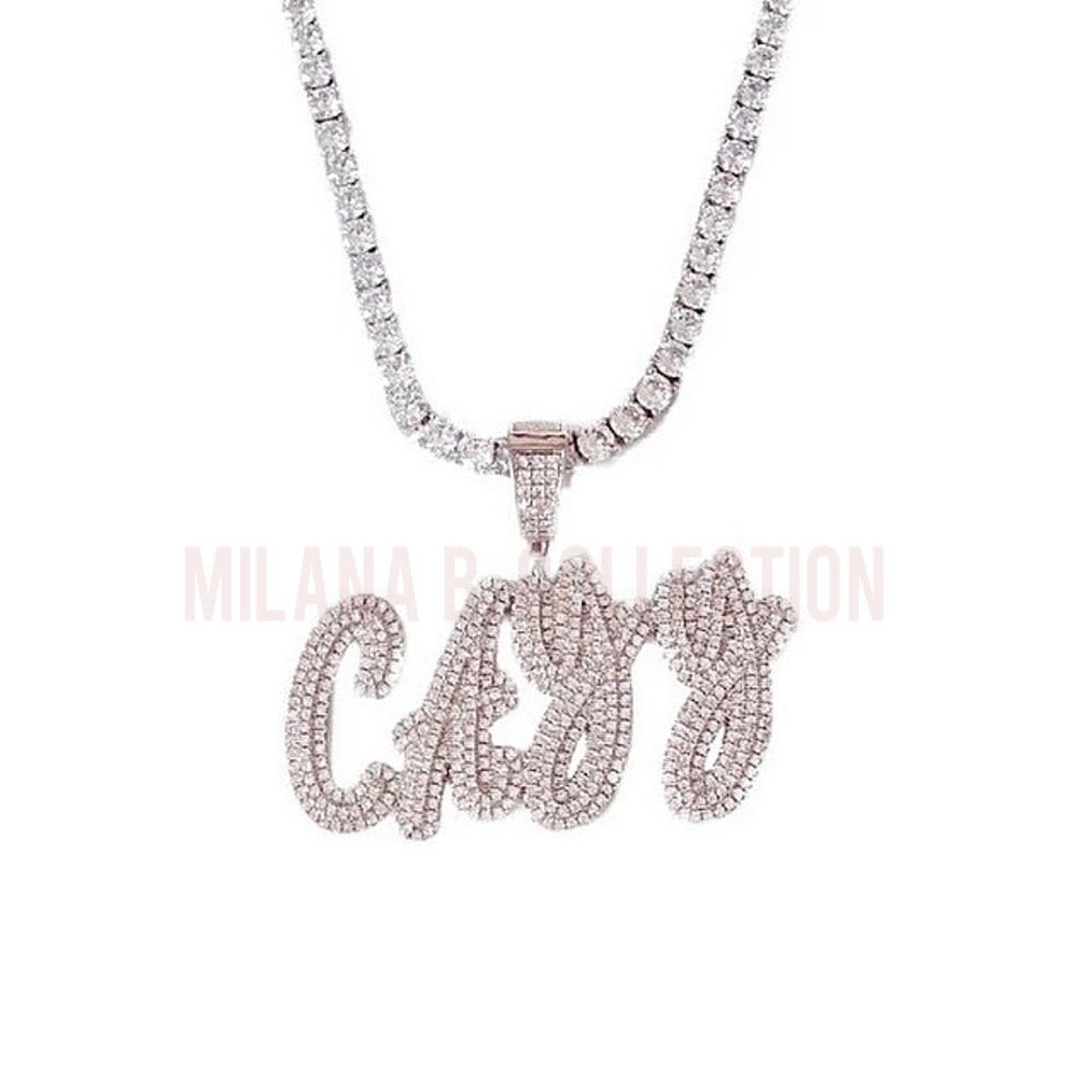 Icy Girl Nameplate Tennis Necklace