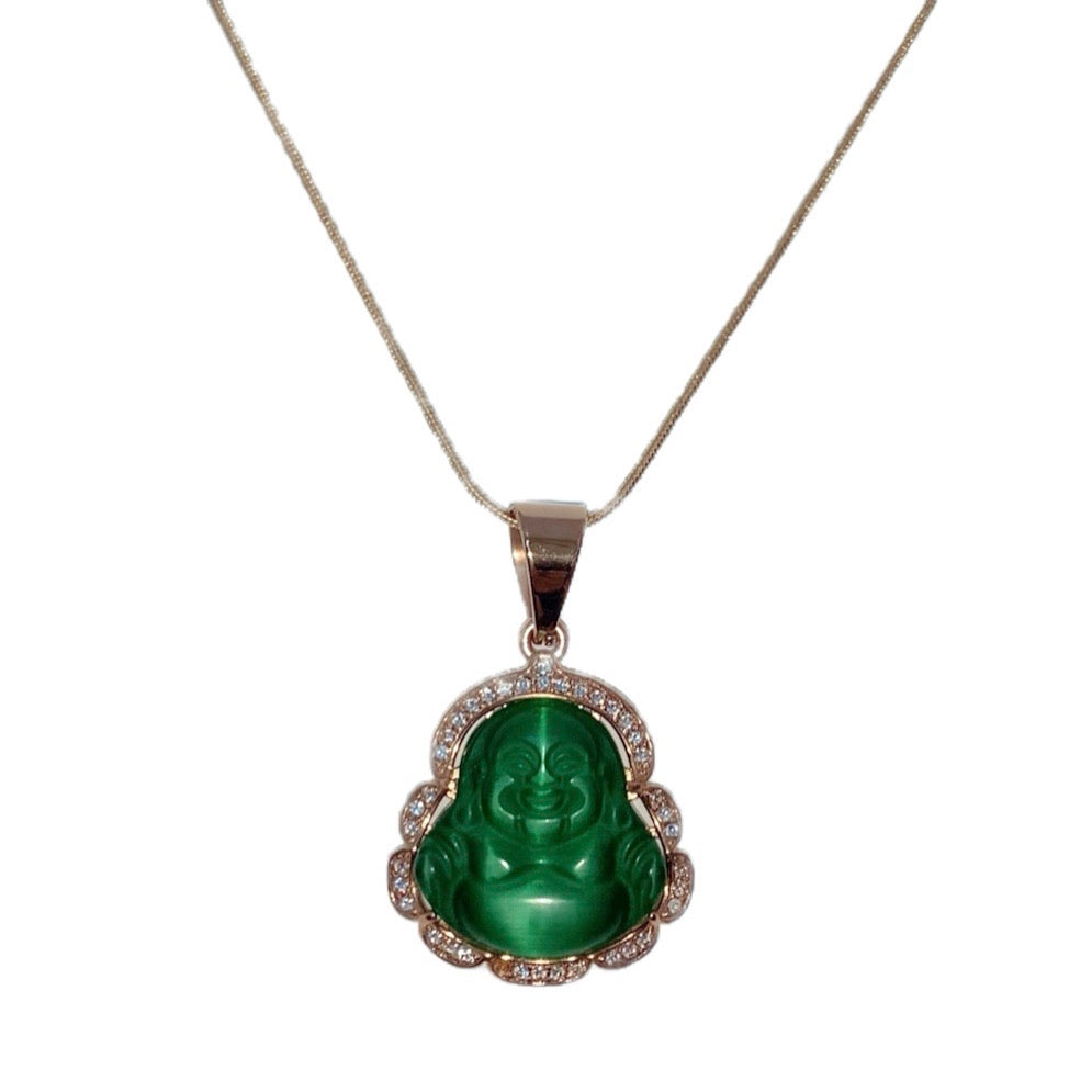 Icy Green Buddha Jade Necklace