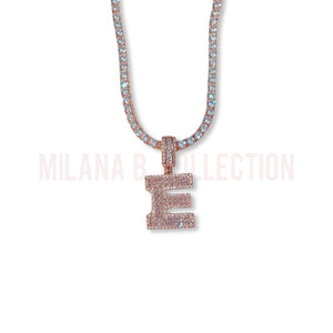 Icy Baguette Varsity Initial Tennis Necklace | Gold