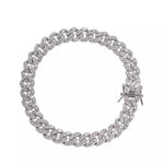 Silver Crystal Cuban Link Anklet