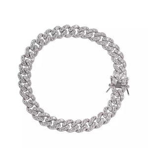 
            
                Load image into Gallery viewer, Silver Crystal Cuban Link Anklet
            
        