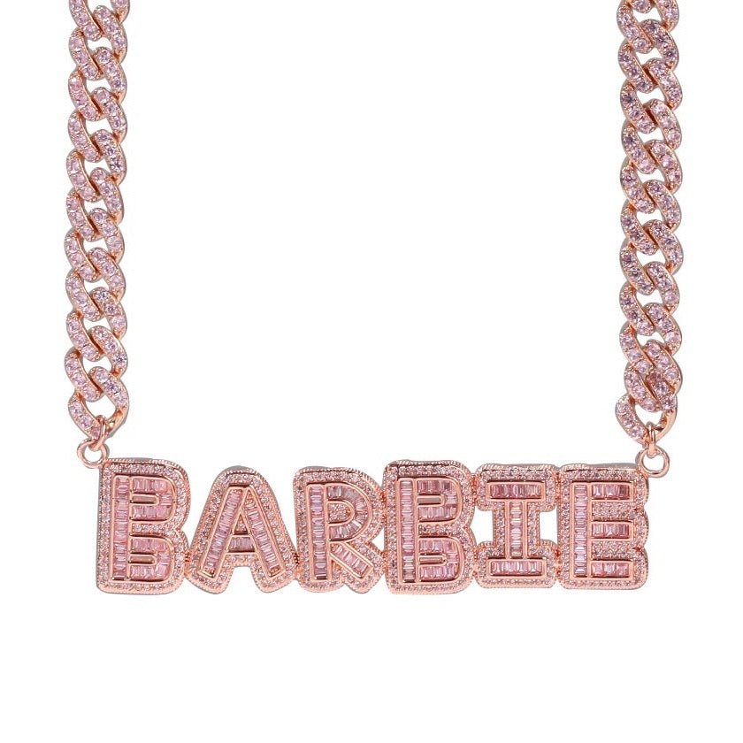 Keaira Nameplate Cuban Link | Pink