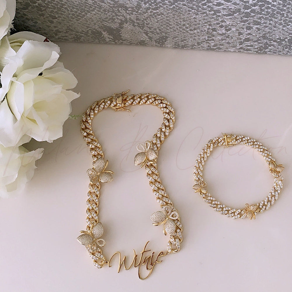 Butterfly Nameplate Cuban Link