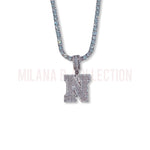 Icy Baguette Varsity Initial Tennis Necklace | Silver