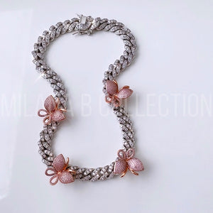 Butterfly Cuban Link | Silver/Pink