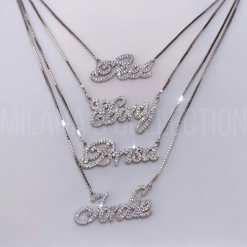 Dainty Icy Nameplate Necklace