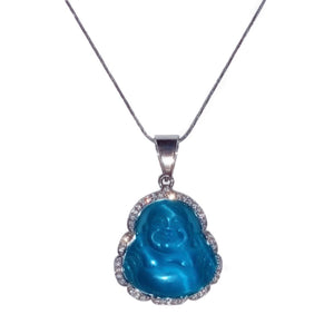 Icy Baby Blue Buddha Jade Necklace | Silver