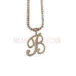 MBC Script Initial Tennis Necklace | Gold