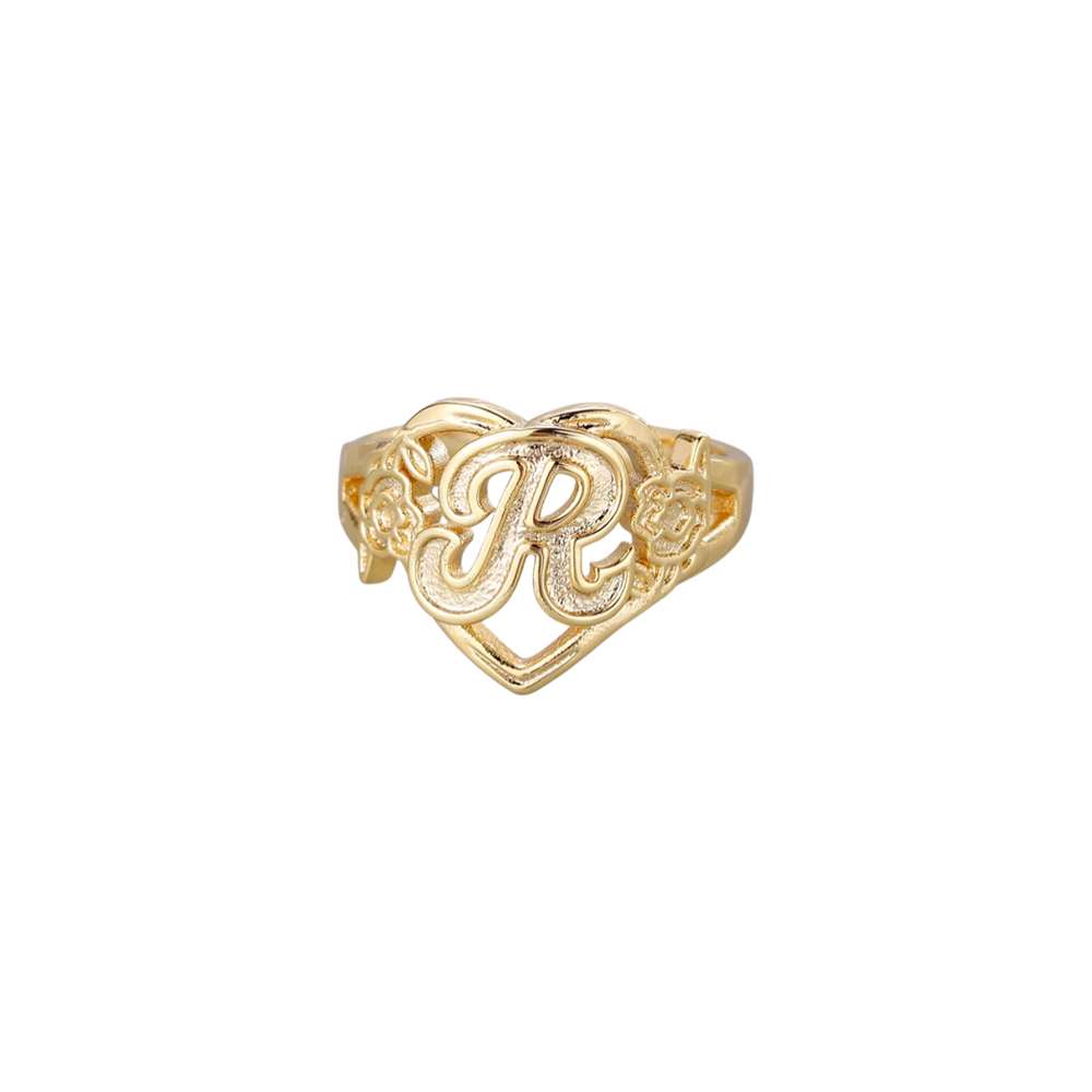
            
                Load image into Gallery viewer, Gold Flora Initial Ring
            
        