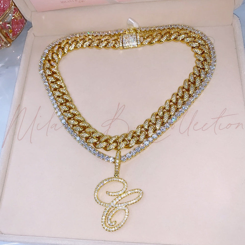 MBC Initial Tennis Necklace | Gold