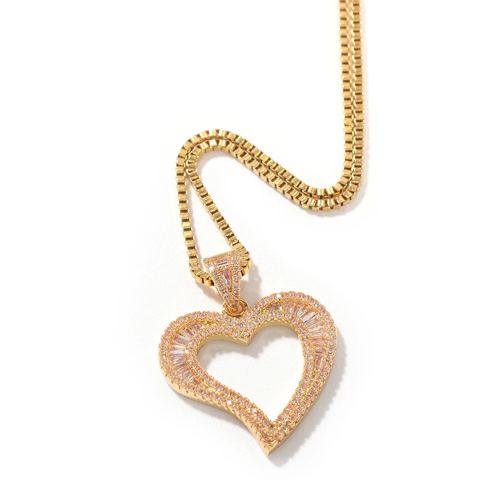 Icy Baguette Heart Necklace