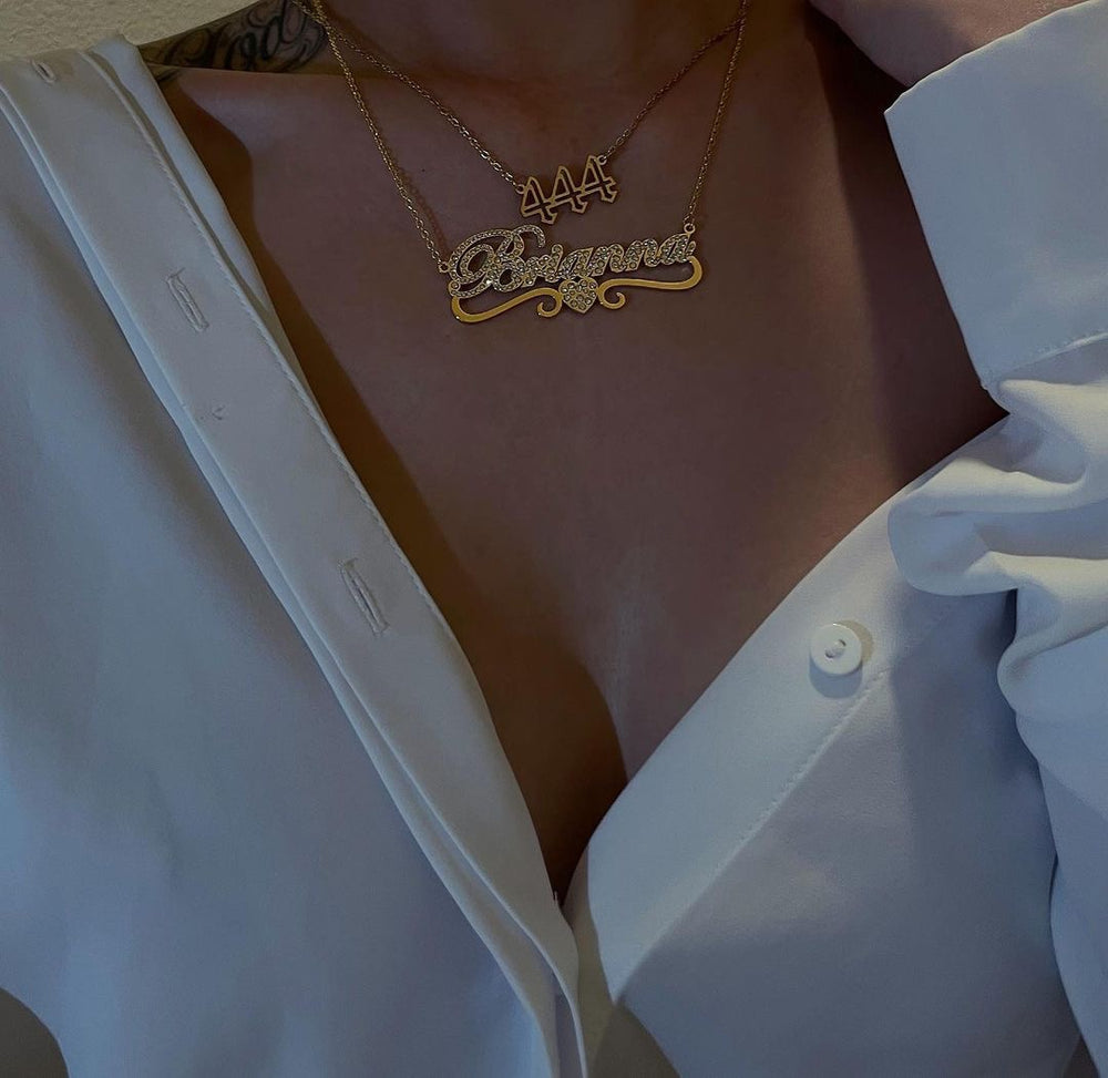 Single Heart Cut Nameplate Necklace