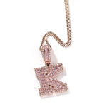 Pink Baguette Varsity Initial Necklace