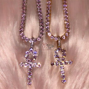 Baby Pink Ankh Necklace