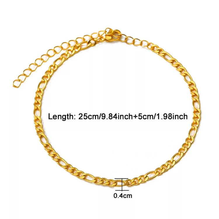 
            
                Load image into Gallery viewer, Dainty Gold Figaro Anklet
            
        