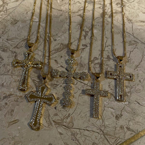 Royal Icy Gold Cross Necklace